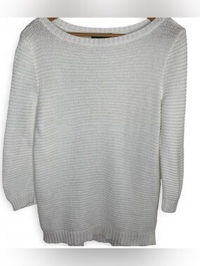 Vintage Lauren Ralph Lauren Size XL Boat Neck White 3/4 Sl Sweater Cotton